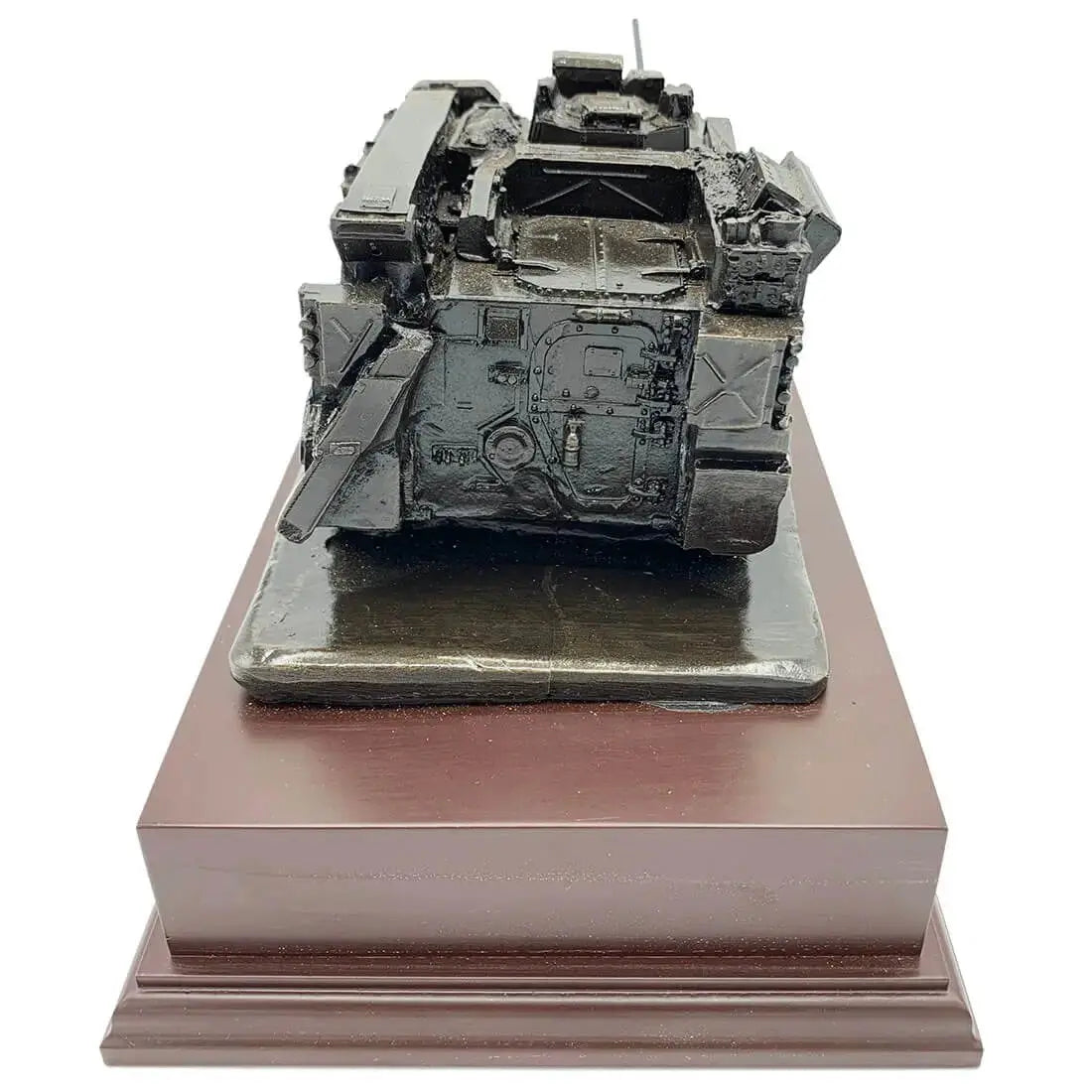 Rear angle of 512 Recovery Vehicle Bronze Resin Statue | John Bulls highlighting the vehicle's back panel and mounted equipment in bronze resin.
