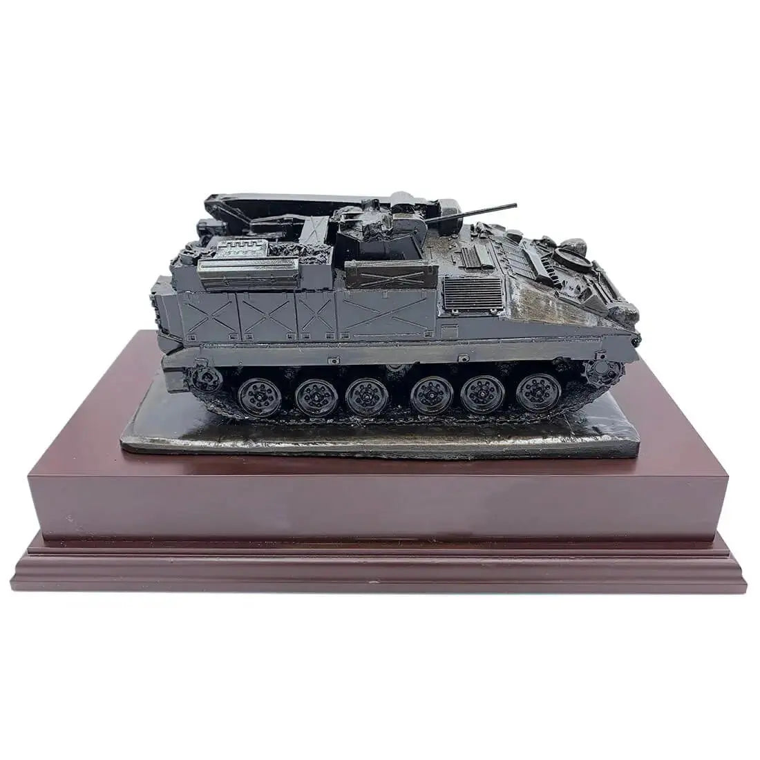 512 Recovery Vehicle Bronze Resin Statue | John Bulls featuring a detailed side view of the British Army support vehicle on a wooden base.