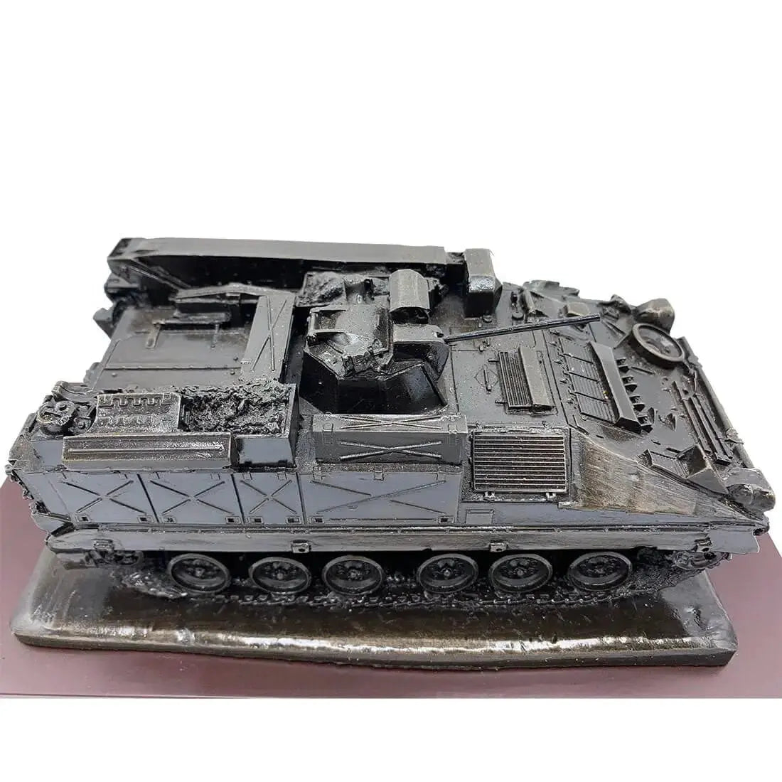 Close-up of 512 Recovery Vehicle Bronze Resin Statue | John Bulls showcasing the textured bronze finish and support vehicle features.