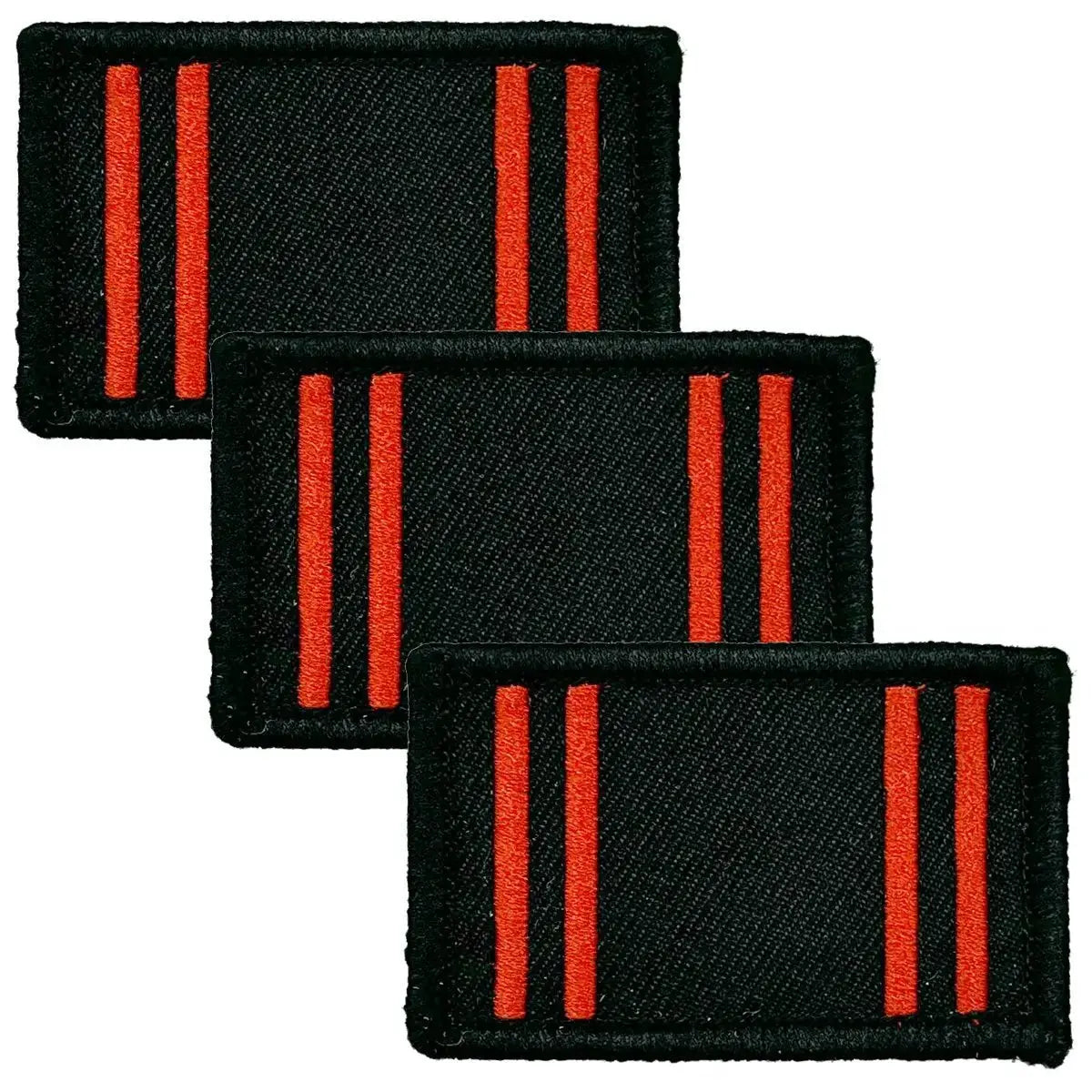 Set of three Army Physical Training Corps TRF patches with black background and red vertical stripes, iron or sew on from John Bull Clothing.