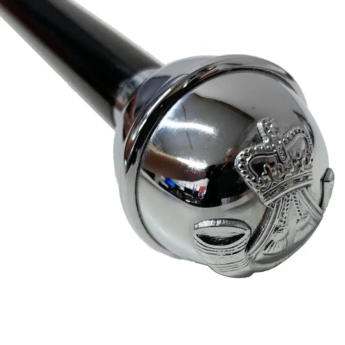 Black Regimental Swagger Stick with Rifles Regiment Top - John Bull Clothing