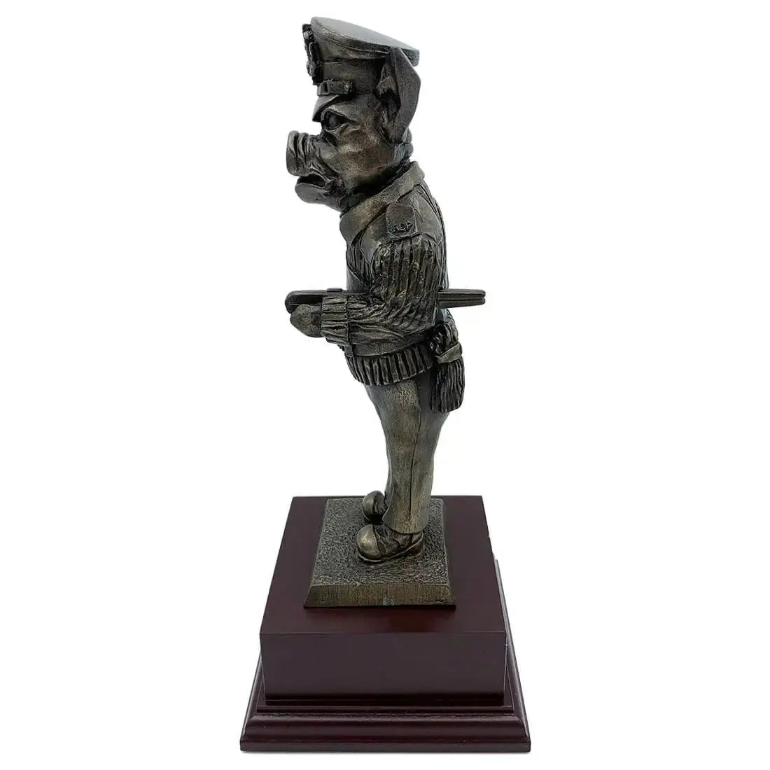 Side profile of Drill Pig Sergeant Bronze Resin Statue showing detailed uniform and baton, perfect for military sculpture collections.