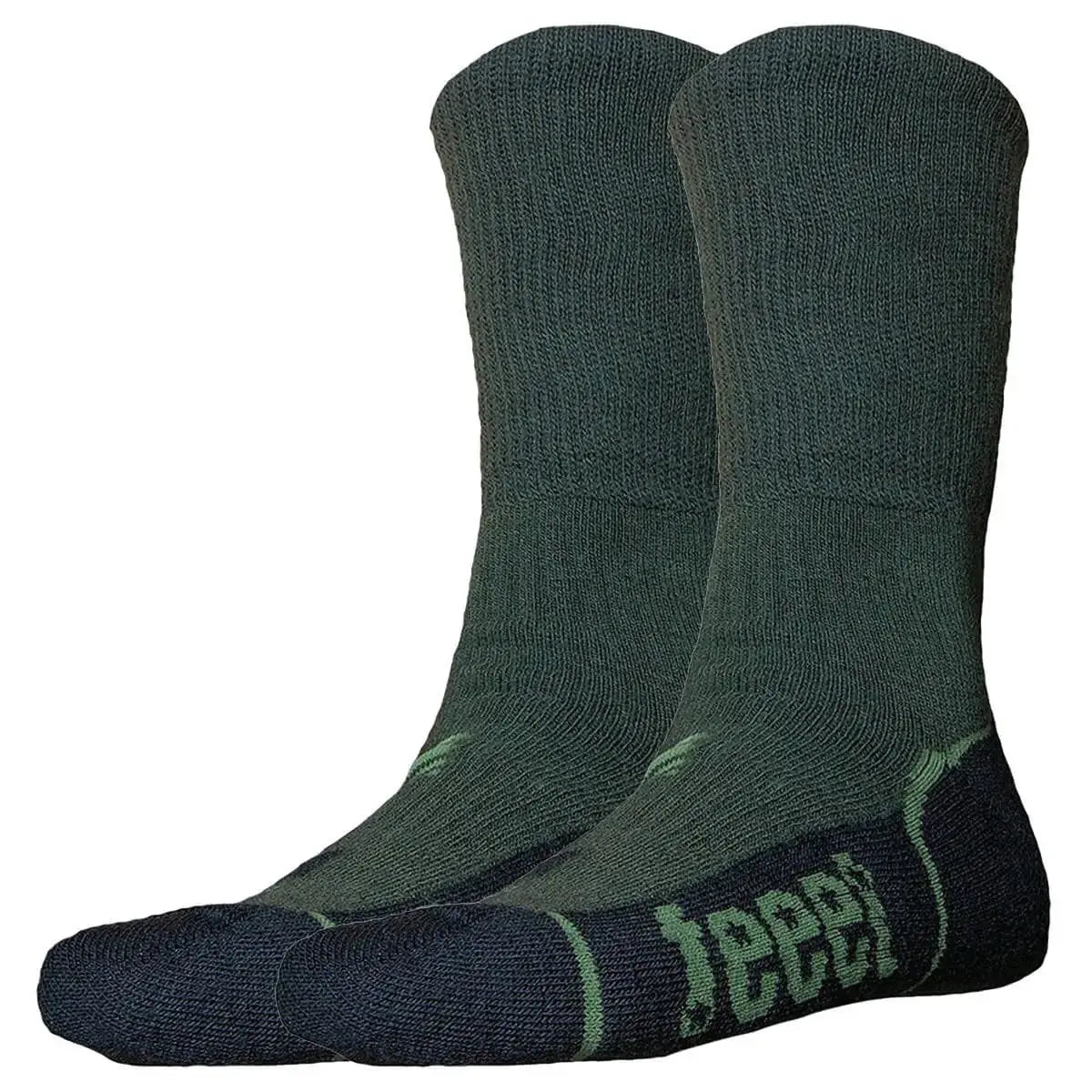 Feeet Hiker Merino Sock Olive by John Bull Clothing, thick green hiking socks with cushioned soles for outdoor performance and breathability.