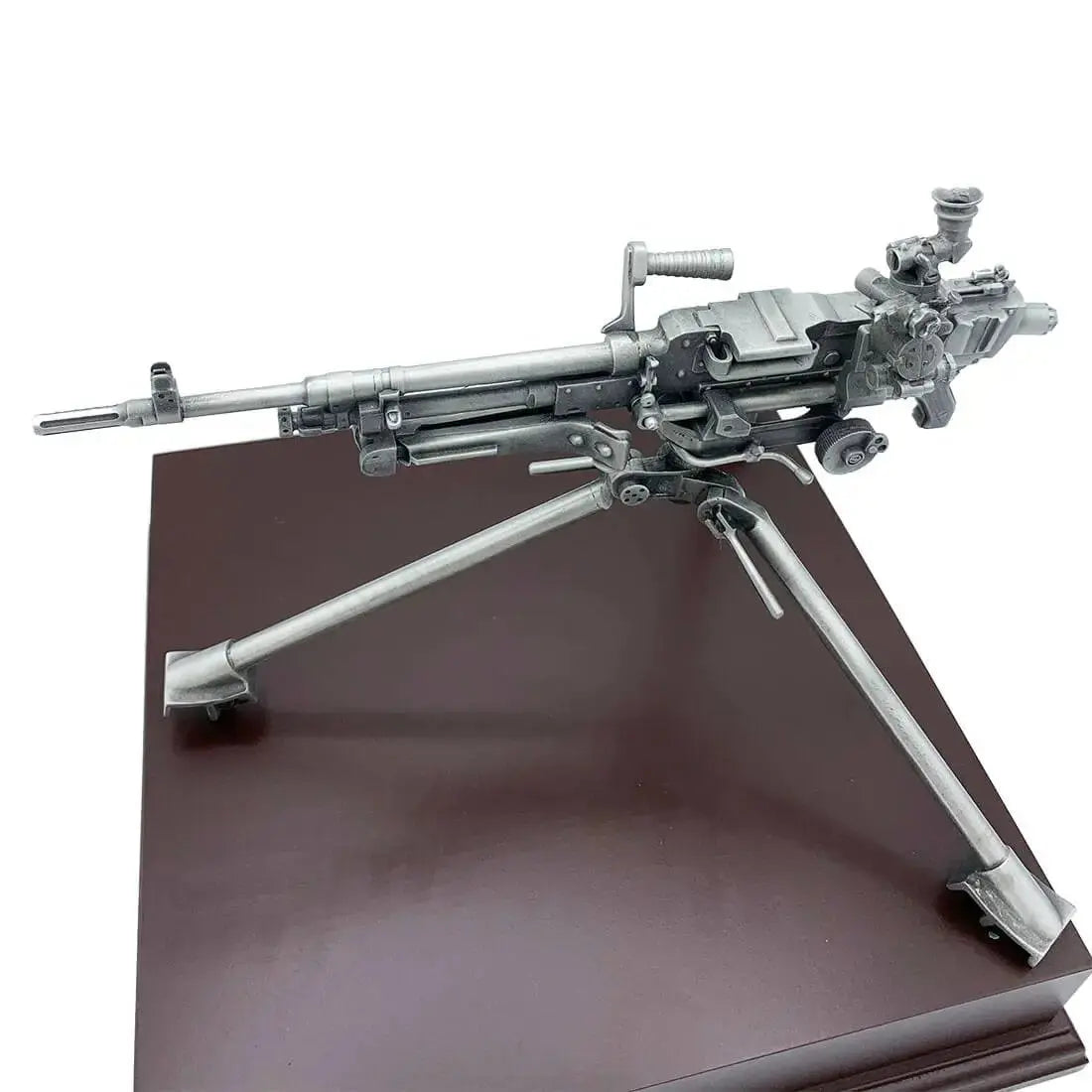 Angled top view of GPMG Sustained Fire Pewter Statue, emphasizing realistic design and premium finish for collectors and enthusiasts.