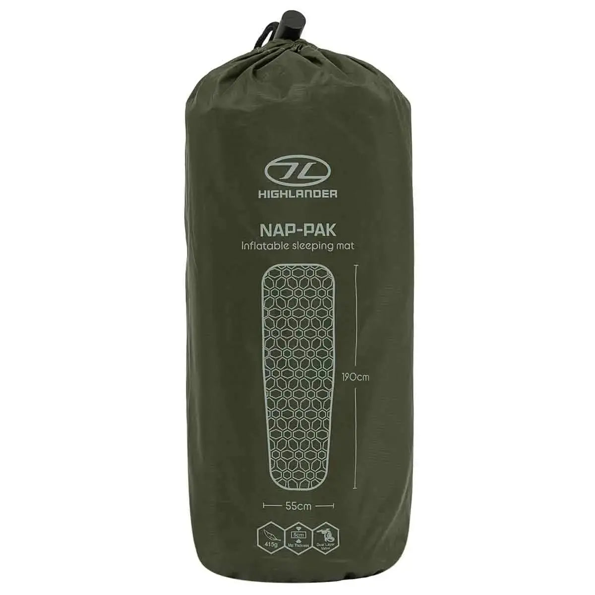 Highlander Nap-Pak Inflatable Sleeping Mattress Olive Green - John Bull Clothing