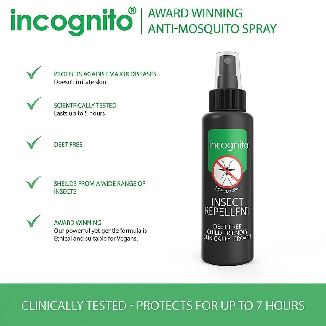Incognito Deet Free Insect Repellent Spray 100ml - John Bull Clothing
