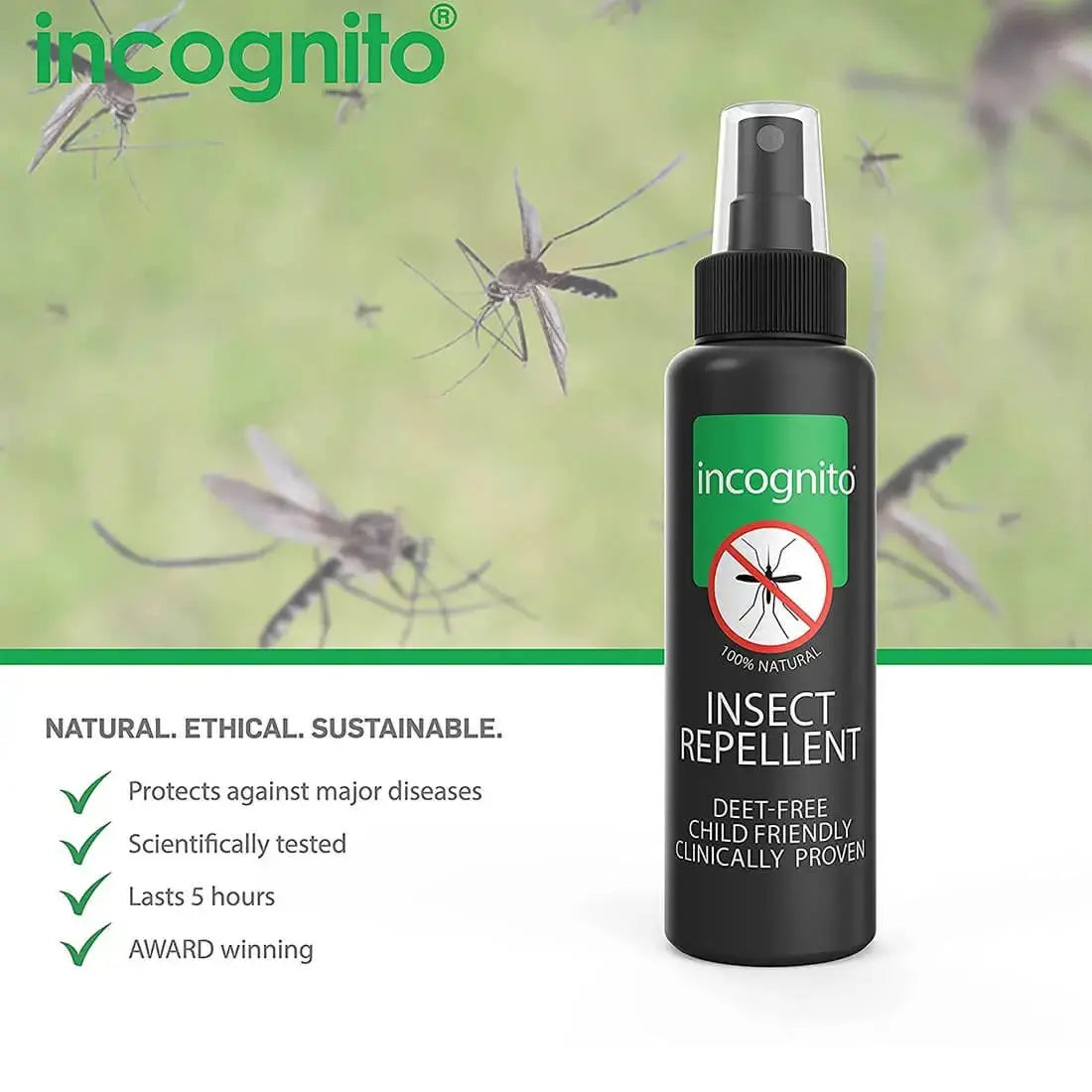 Incognito Deet Free Insect Repellent Spray 100ml - John Bull Clothing