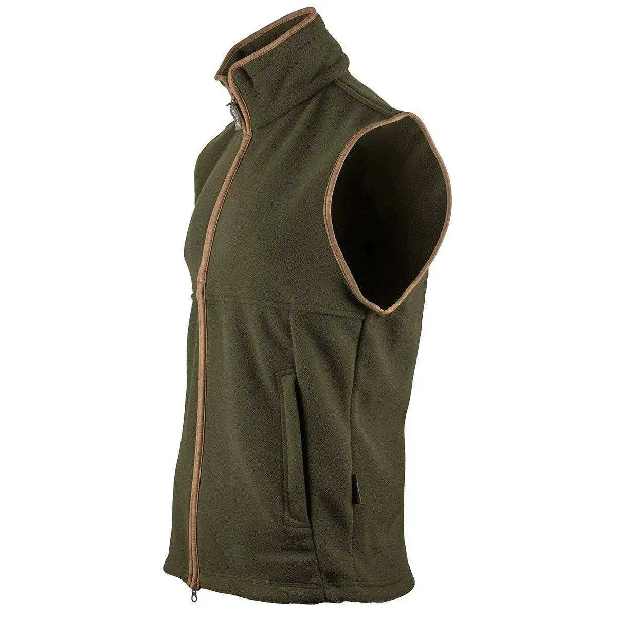 Green Jack Pyke Countryman Fleece Gilet featuring durable fleece fabric and zippered pockets, perfect for countryside and outdoor activities.