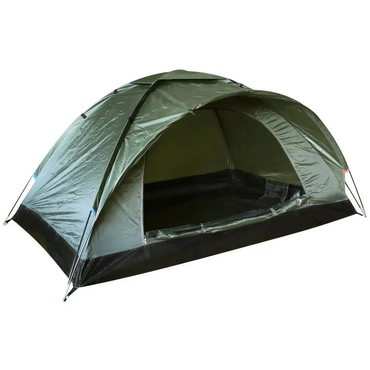 Kombat Ranger 2 Person Tent Domed Single Skin in olive green, featuring durable polyester for outdoor recreation and easy setup.
