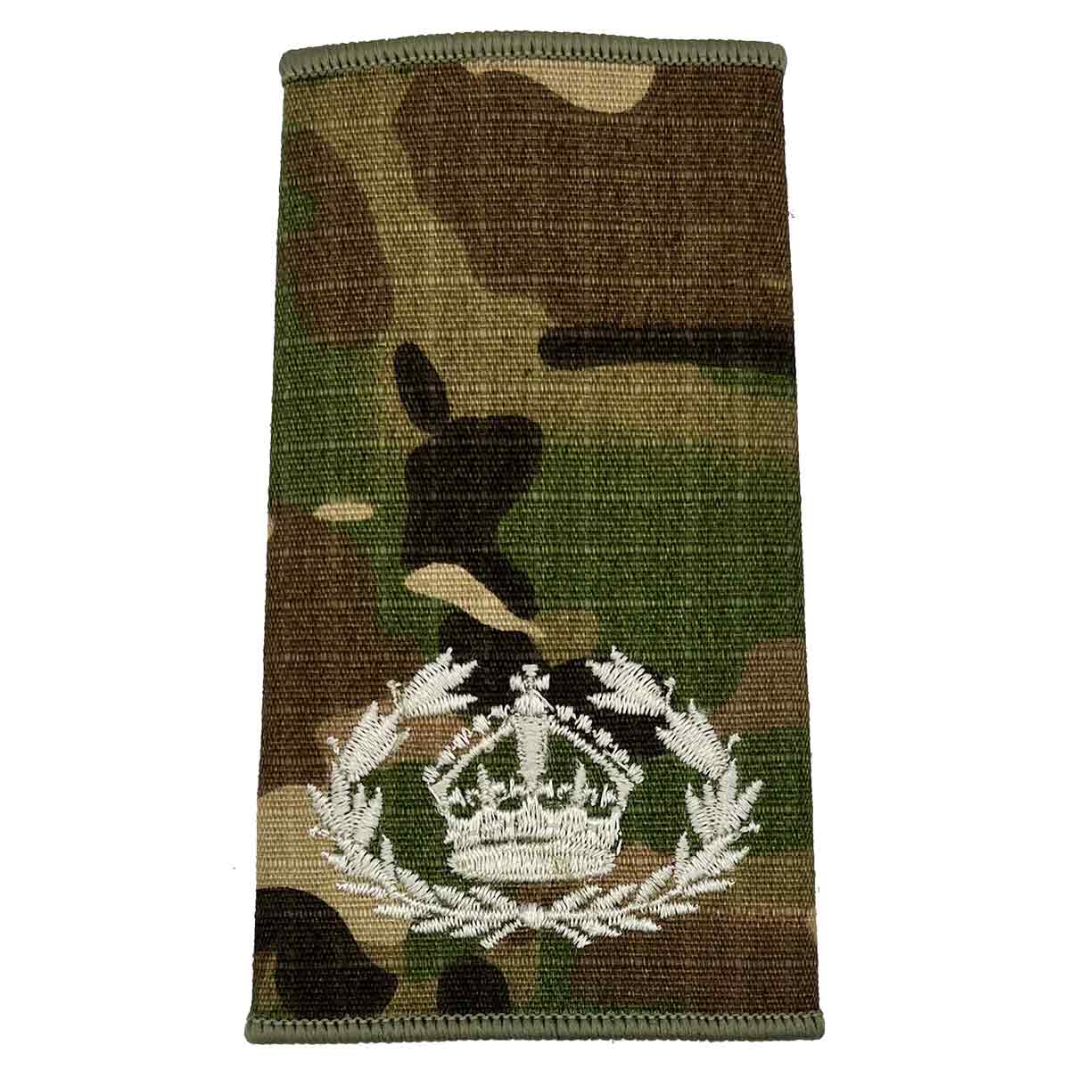 Multicam Rank Slide with laurel wreath and crown, suitable for warrant officer class 2, made to MOD standards by John Bulls.