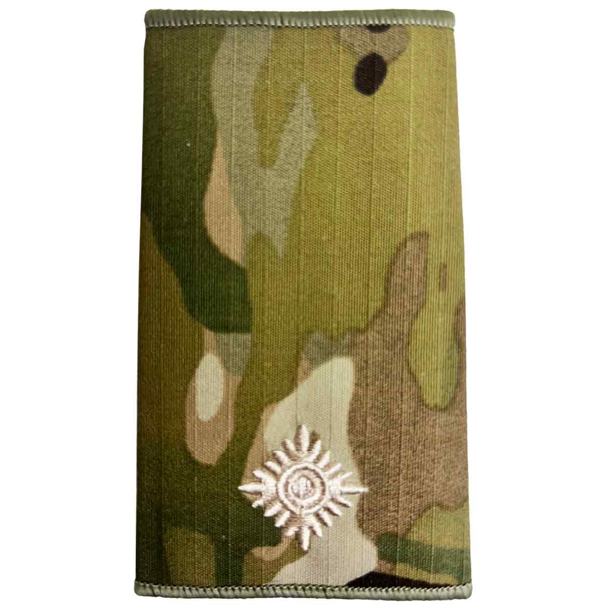 Multicam Rank Slide with single ivory star embroidery, ideal for junior officer ranks, made to MOD standards by John Bulls.
