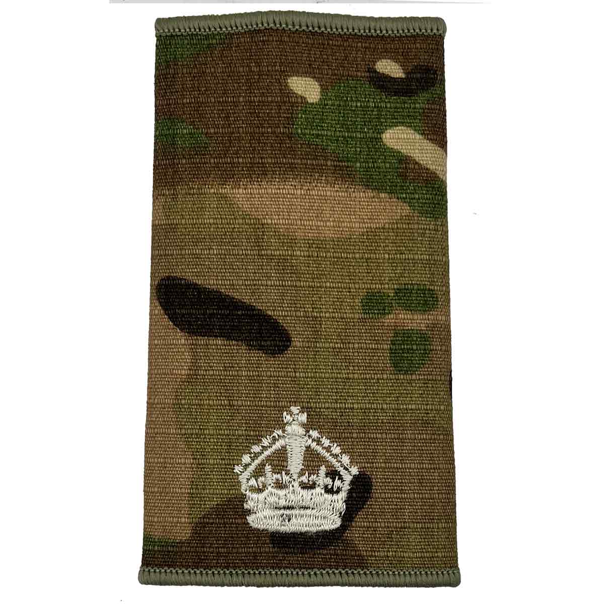 Multicam Rank Slide with single ivory crown, denoting colonel rank, crafted to MOD specification by John Bulls.