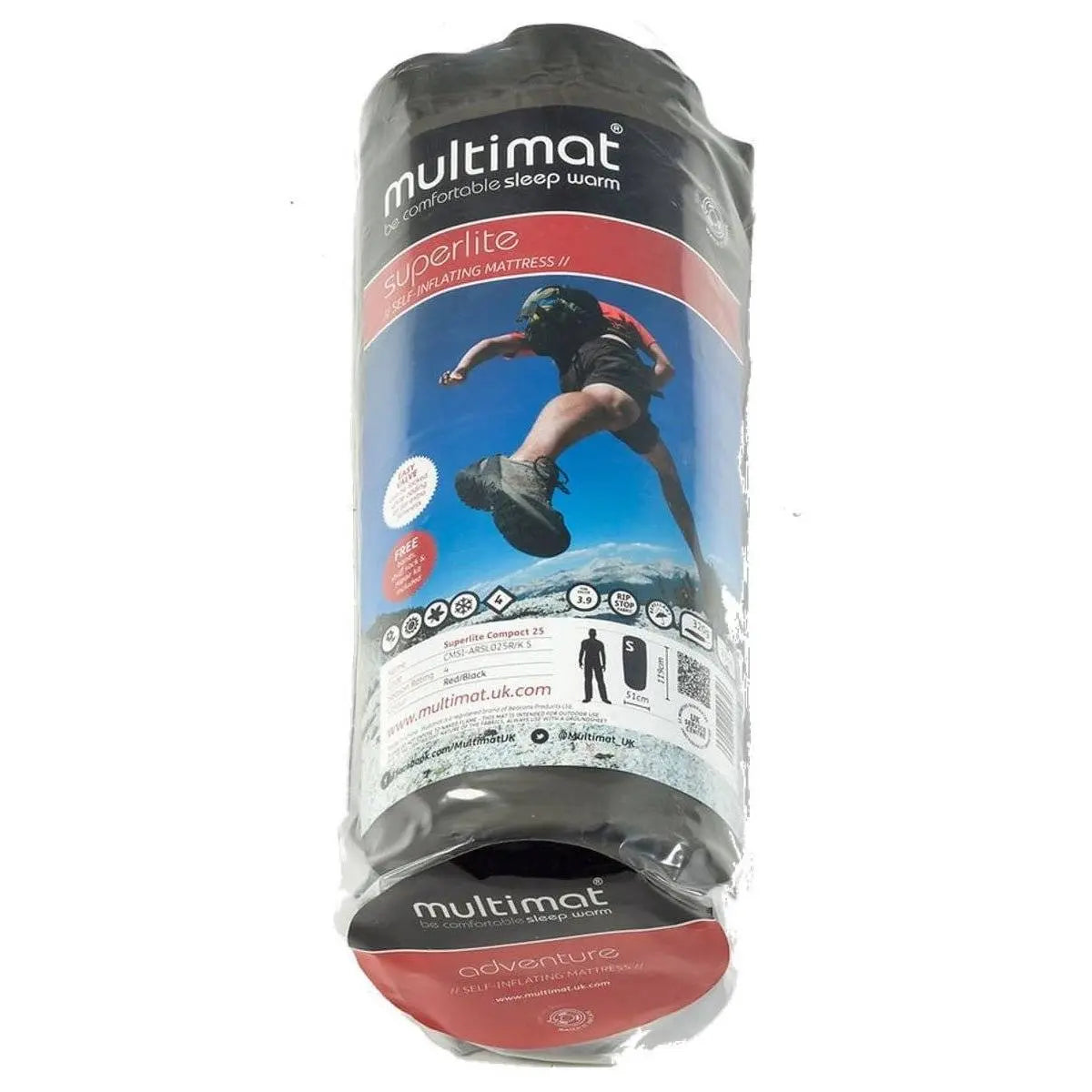 Multimat Superlite 25 S Self Inflating Mattress Red and Black - John Bull Clothing
