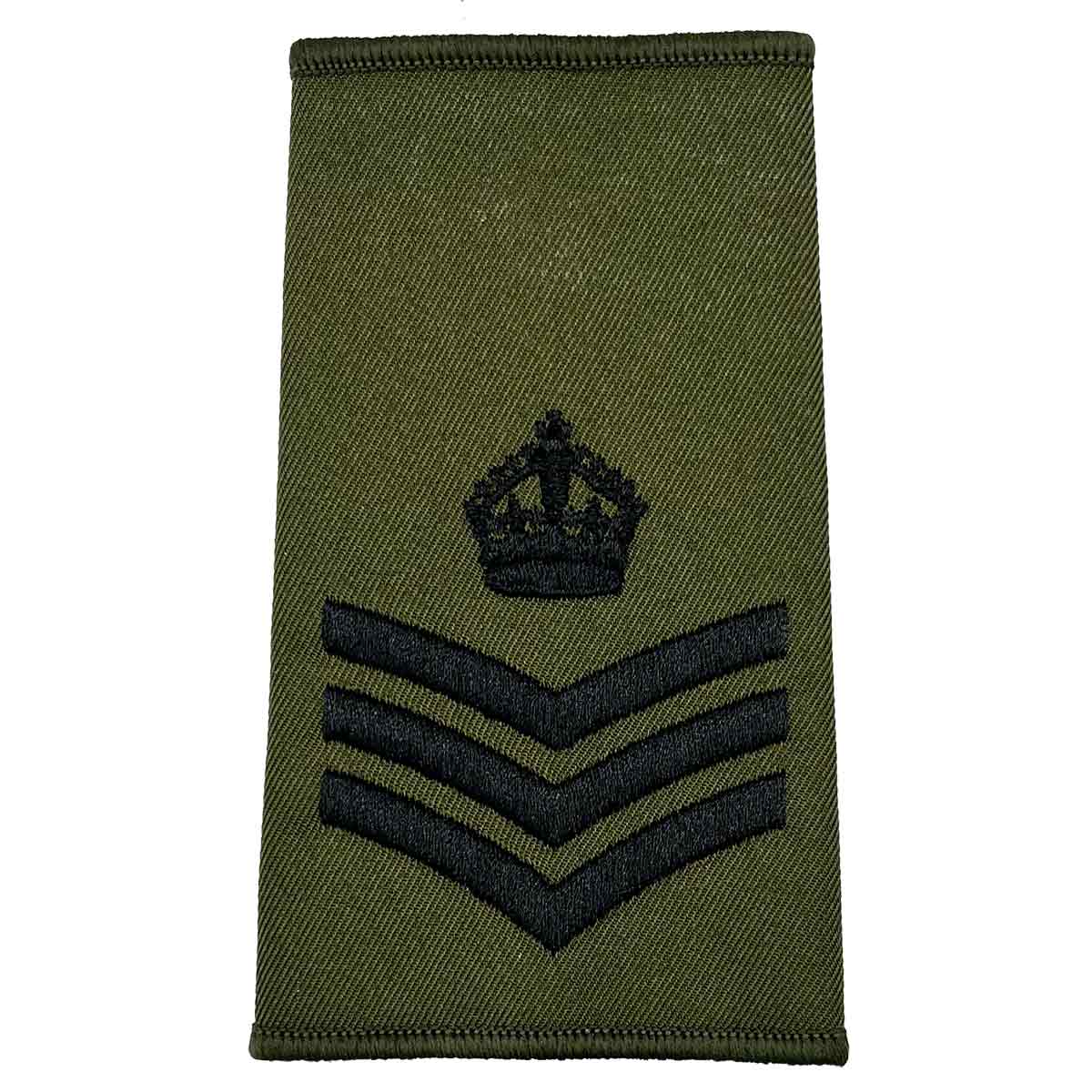 Olive Green Rank Slides with Black Embroidery (Pair) - John Bull Clothing