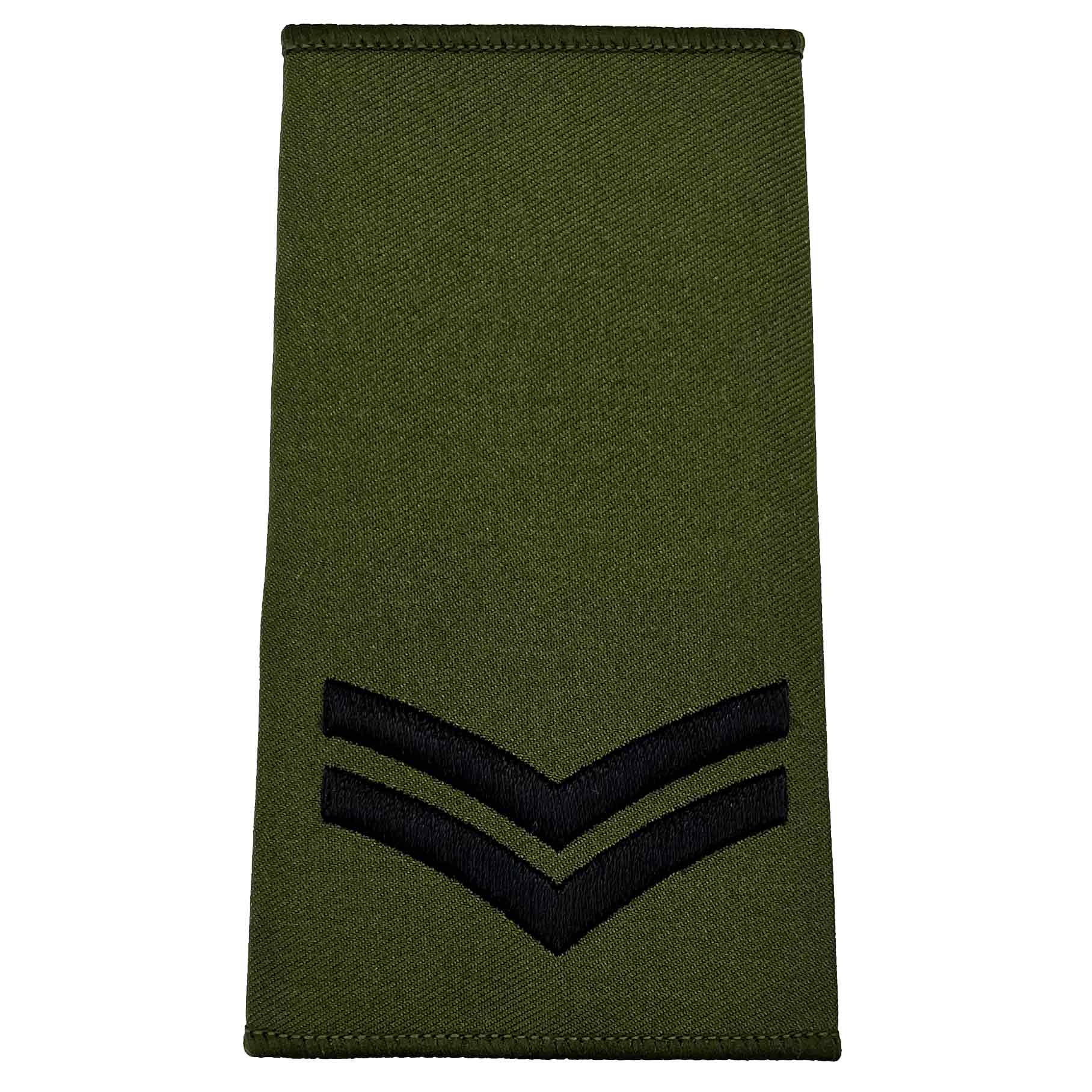 Olive Green Rank Slides with Black Embroidery (Pair) - John Bull Clothing