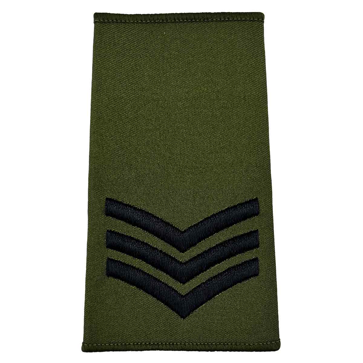 Olive Green Rank Slides with Black Embroidery (Pair) - John Bull Clothing