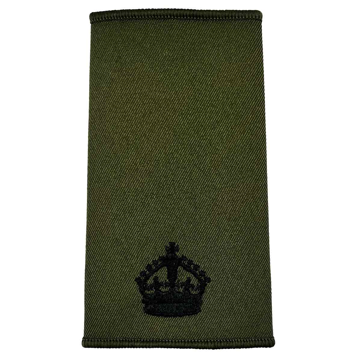 Olive Green Rank Slides with Black Embroidery (Pair) - John Bull Clothing