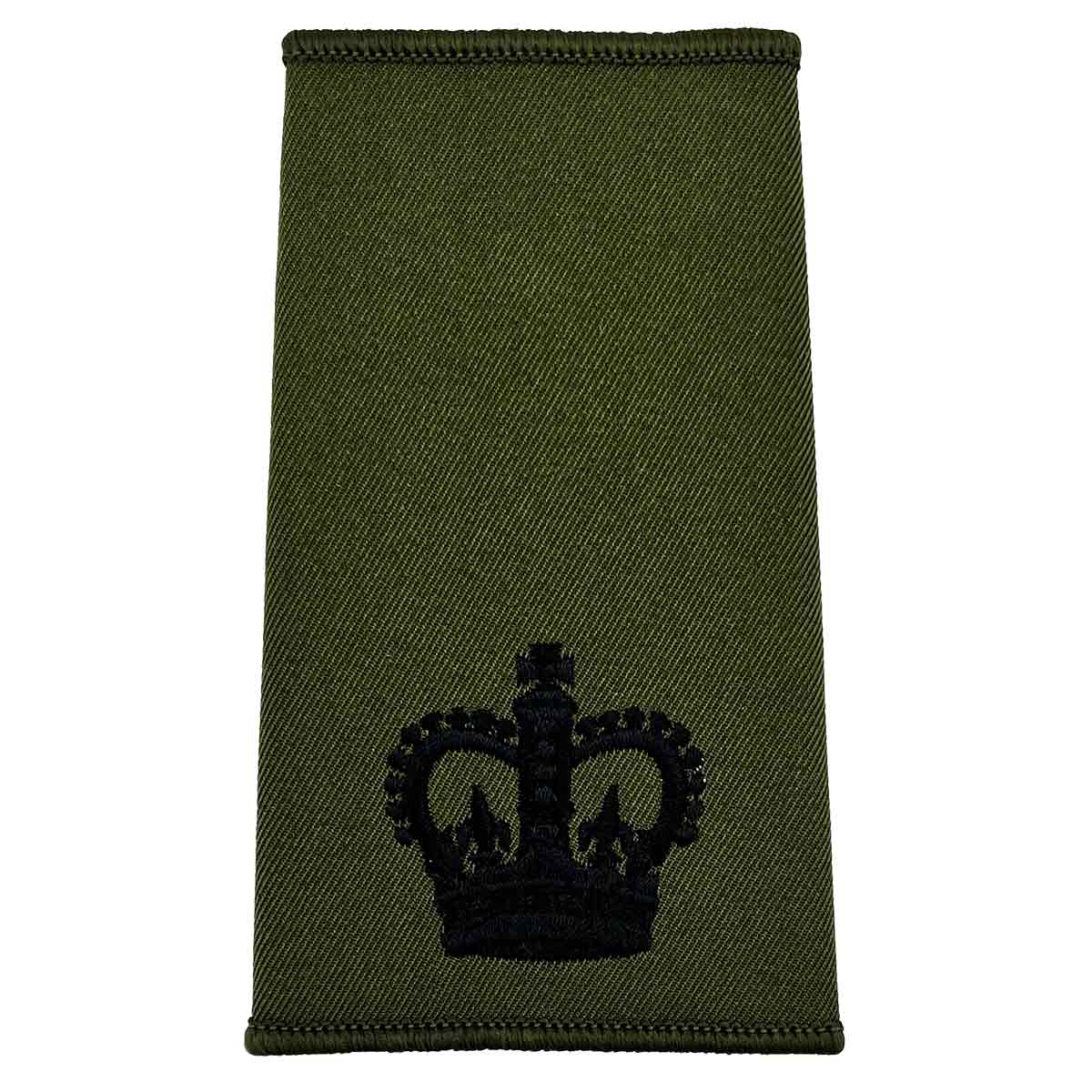 Olive Green Rank Slides with Black Embroidery (Pair) - John Bull Clothing