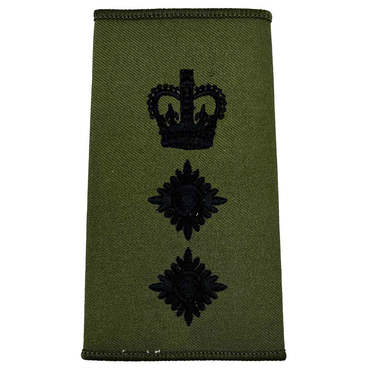 Olive Green Rank Slides with Black Embroidery (Pair) - John Bull Clothing