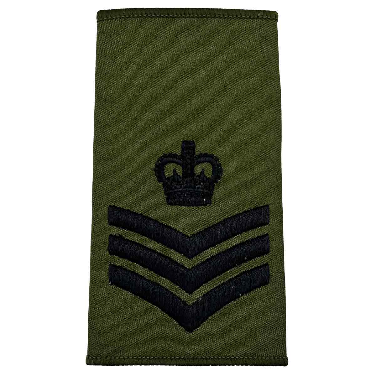 Olive Green Rank Slides with Black Embroidery (Pair) - John Bull Clothing