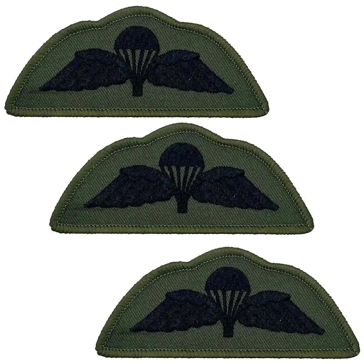 Set of three subdued black Para Airborne Wings patches with hook & loop backing, tactical recognition patches by John Bulls.