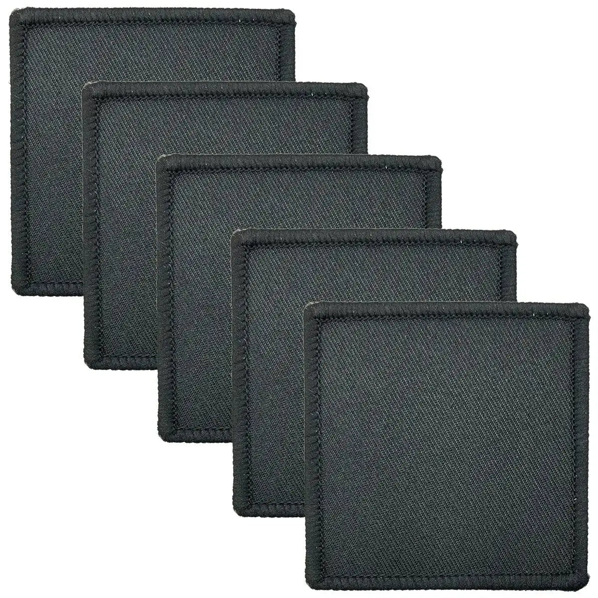 Five-piece black Para DZ TRF 6cm x 6cm patches with hook & loop backing, ideal for military uniform customization.