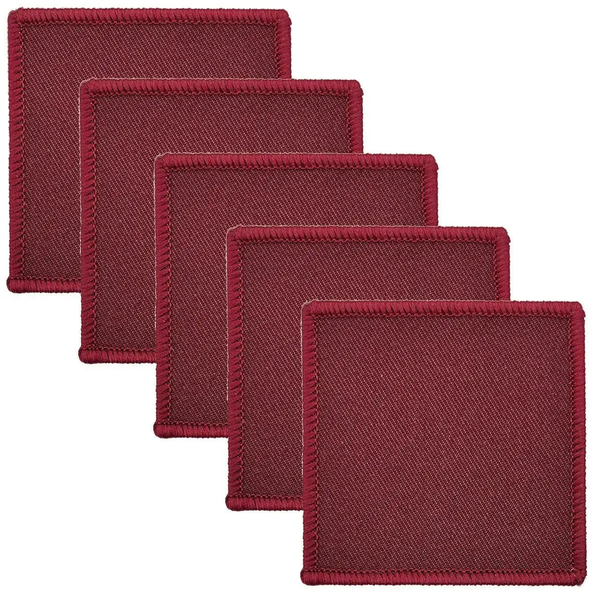 Five-piece set of maroon Para DZ TRF 6cm x 6cm patches with hook & loop backing, ideal for tactical recognition.