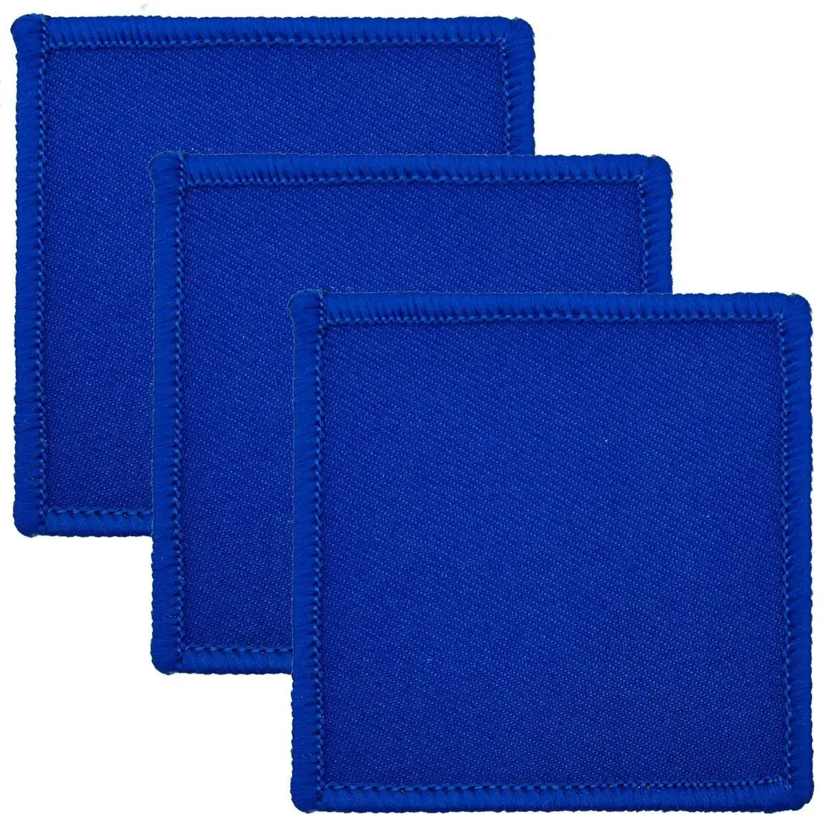 Set of three blue Para DZ TRF 6cm x 6cm patches with hook & loop backing, designed for military uniform use.