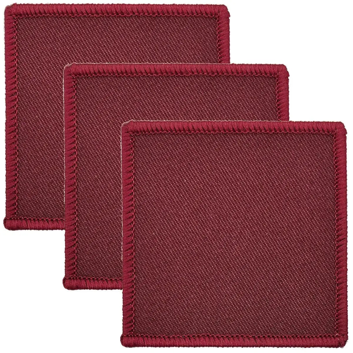 Set of three maroon Para DZ TRF 6cm x 6cm patches with hook & loop backing for military uniforms, available at John Bulls.