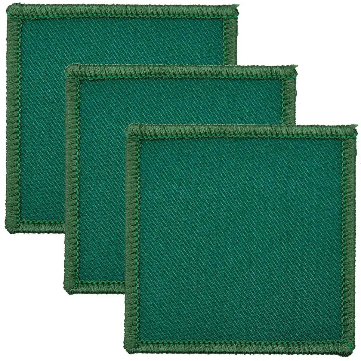 Set of three green Para D-Z TRF 7cm x 7cm hook & loop backed patches for military uniforms, regulation tactical recognition format.