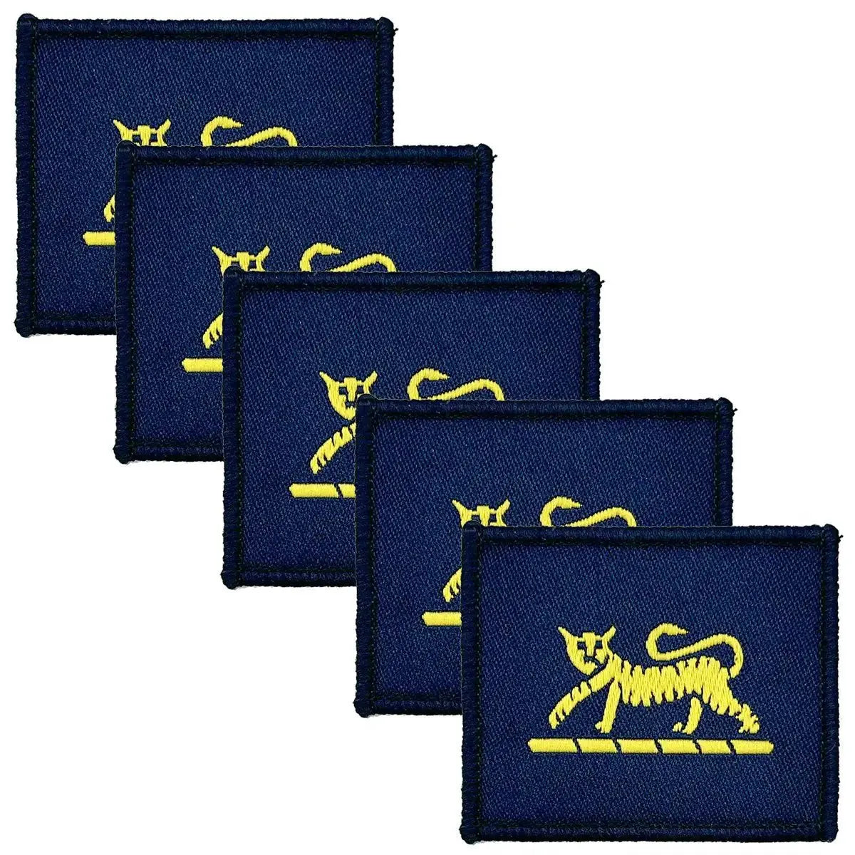 Pack of 5 navy blue TRF patches with yellow tiger for Princess of Wales Royal Regiment, high-quality military uniform accessories.