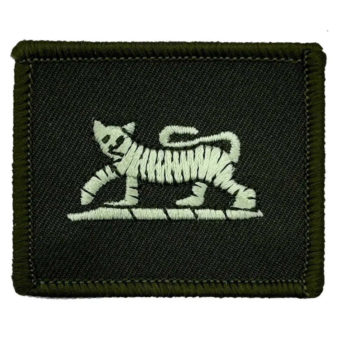 Single olive green Princess of Wales Royal Regiment TRF patch featuring white tiger, regulation military badge with overlocked edges.