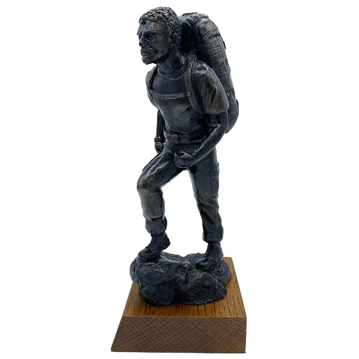 Bronze resin PTI Instructor statue from John Bulls, featuring lifelike military detail and rugged terrain base for home or garden decor.
