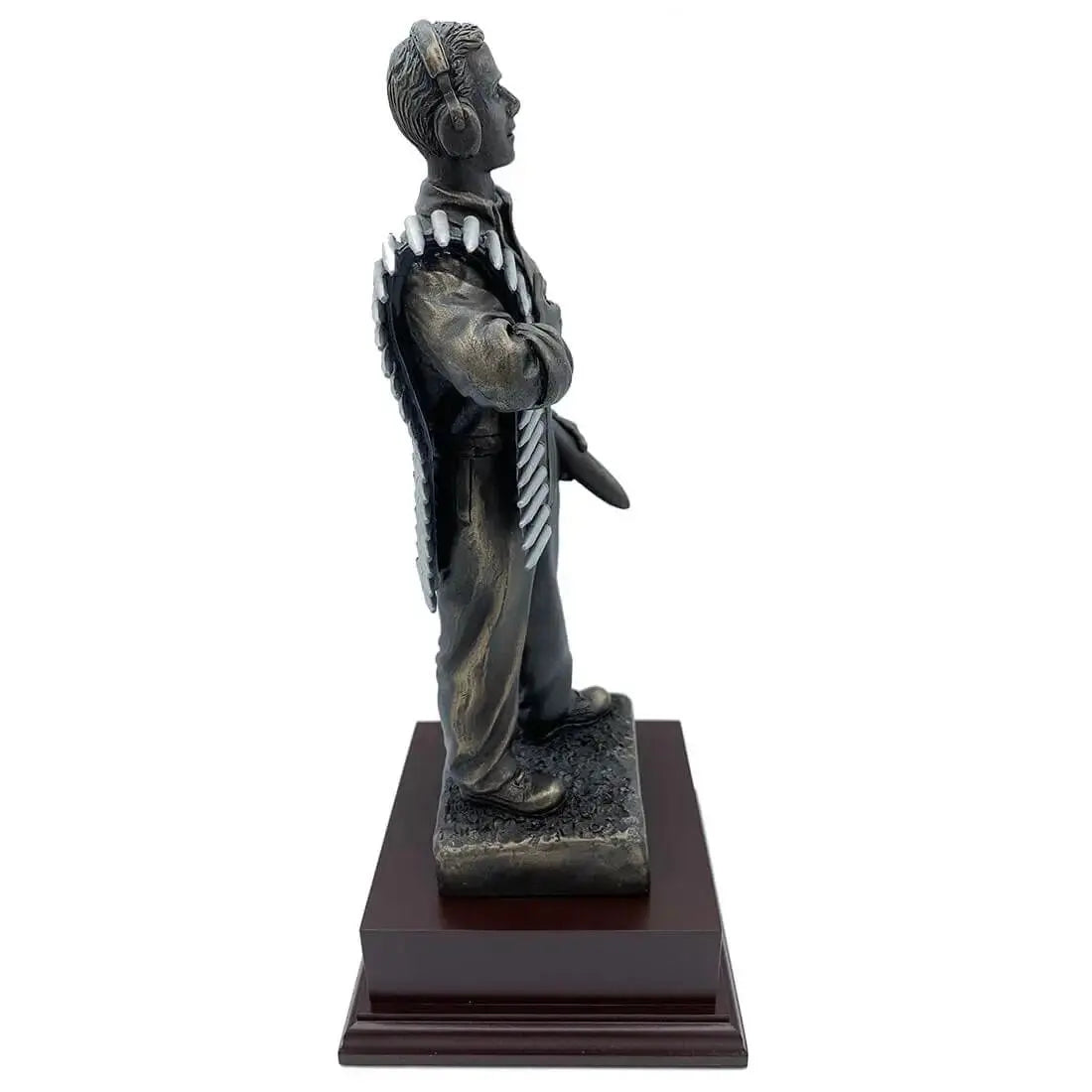 Right profile of RAF Armourer Bronze Resin Figurine Statue highlighting craftsmanship and realistic military attire.