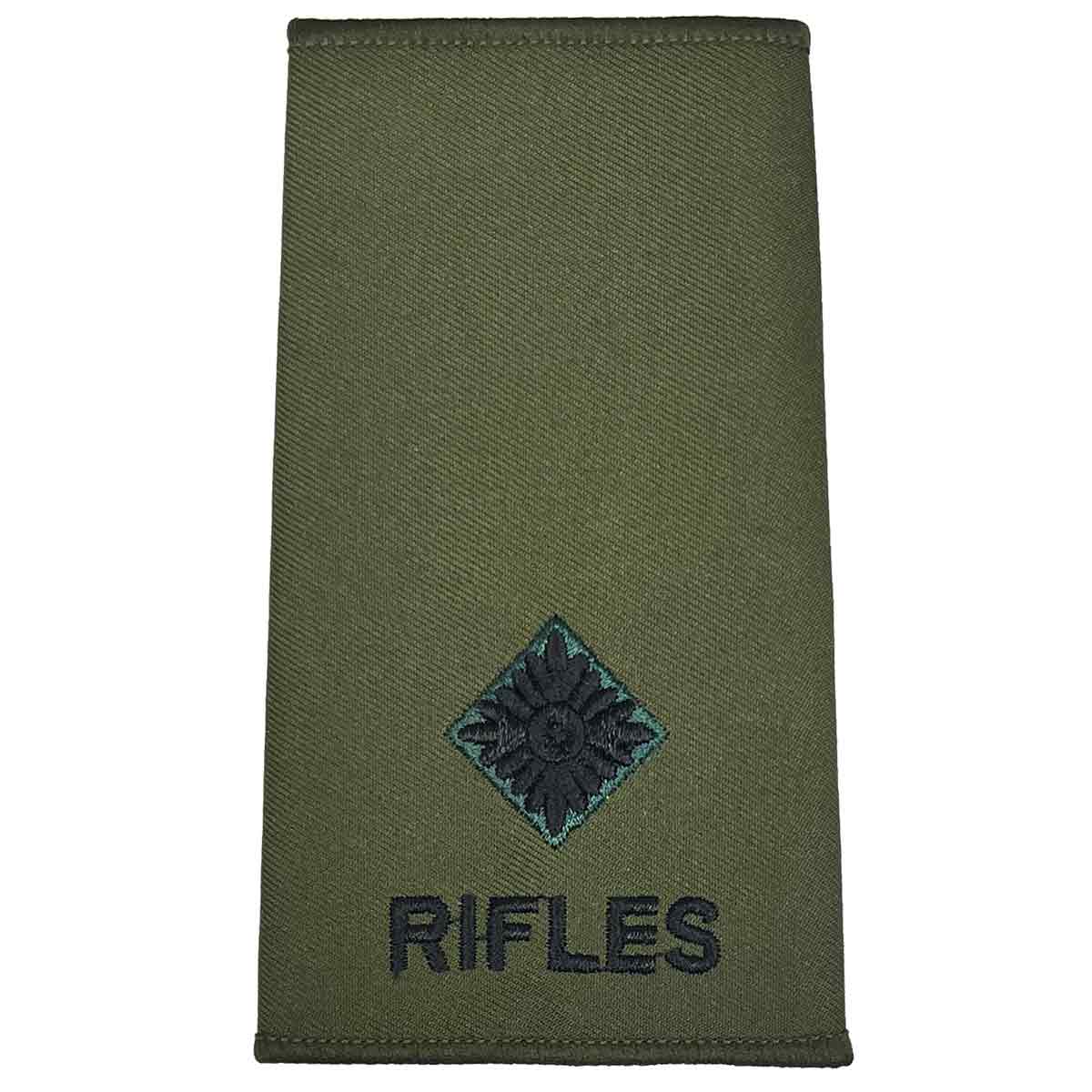 Rifles Regiment Olive Green Rank Slides (Pair) - John Bull Clothing