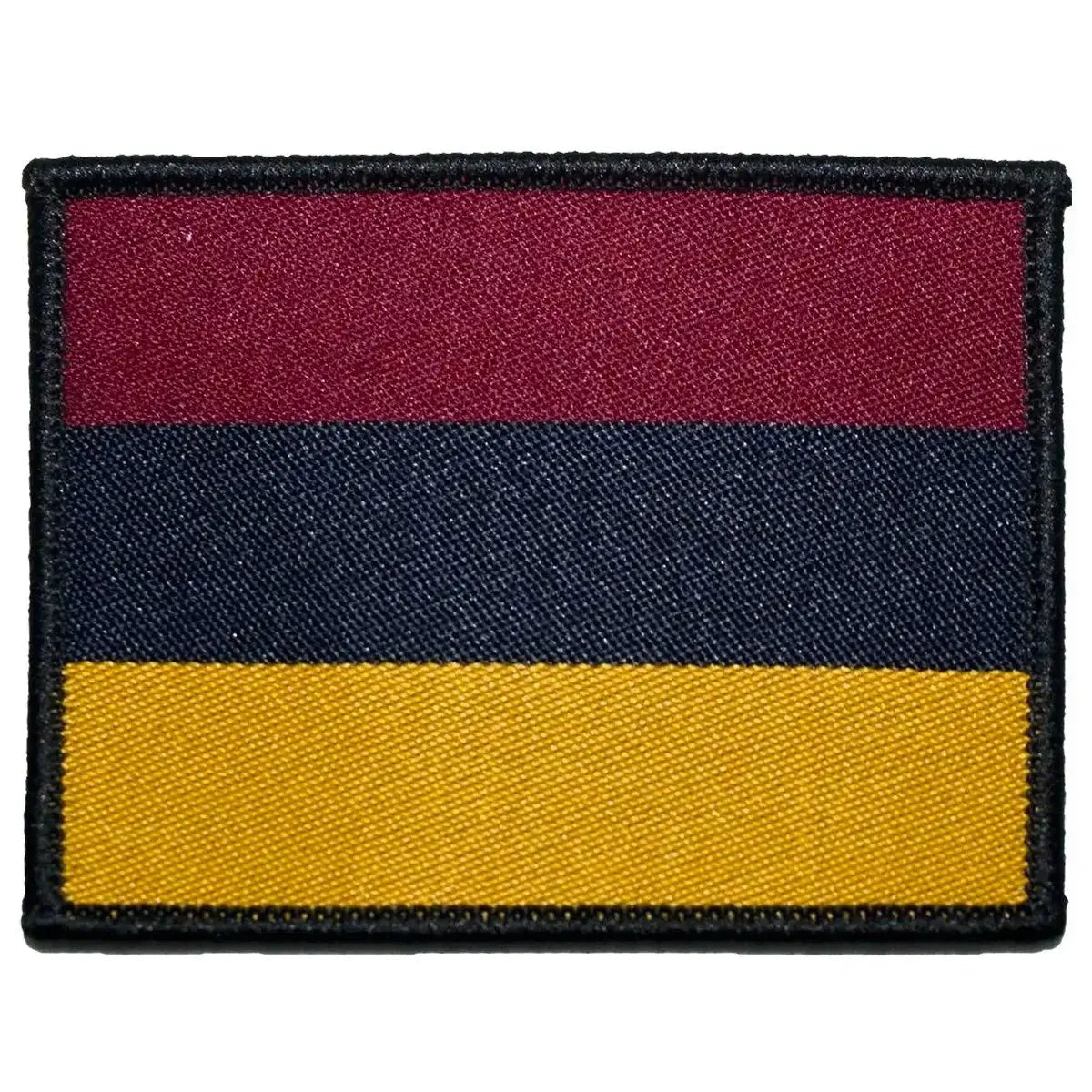 Single Royal Army Medical Corps TRF Hook & Loop patch with regulation maroon, navy, and yellow colors for tactical uniform use.
