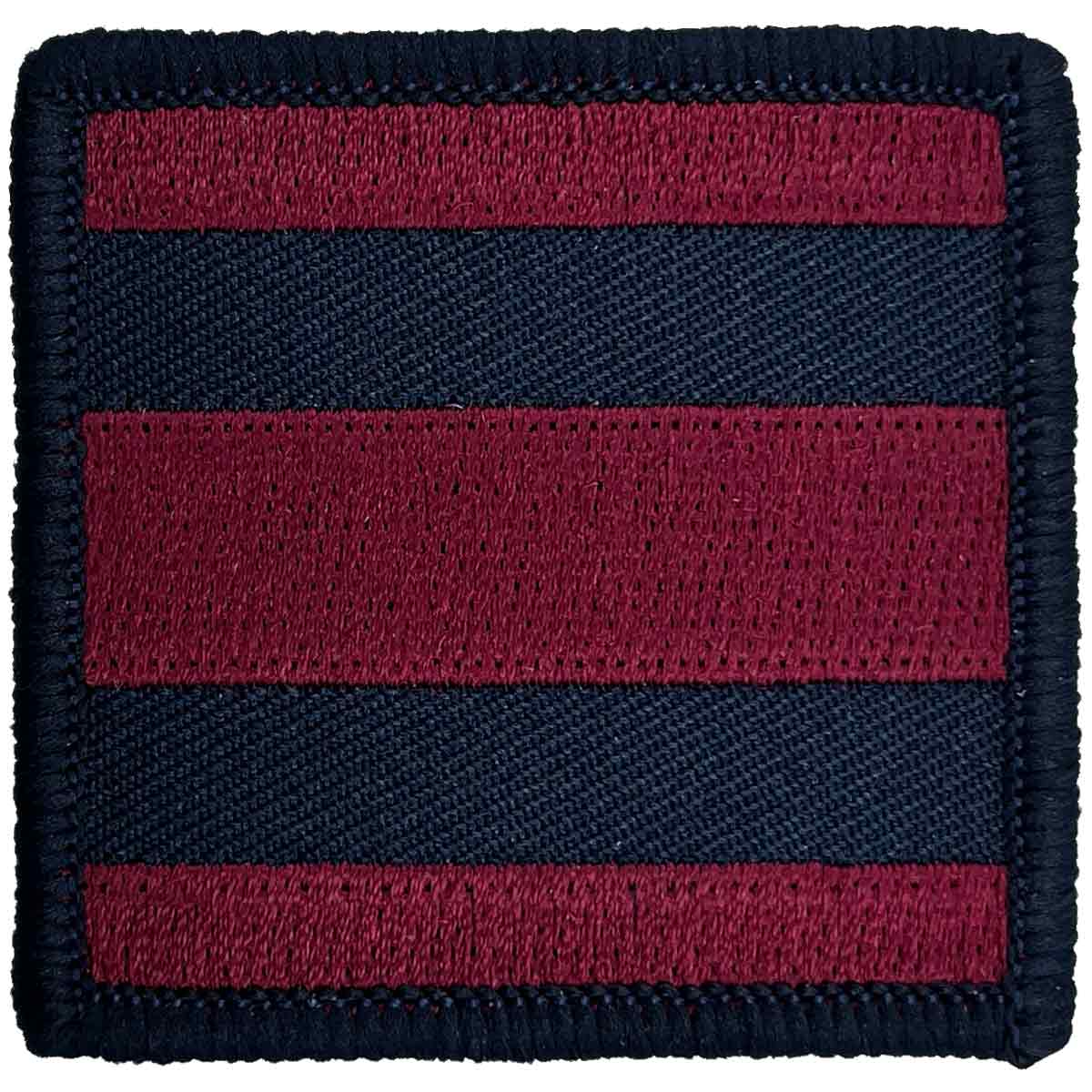 Single Royal Engineers TRF patch with hook & loop backing, showing regulation red and blue woven design for military uniform use.