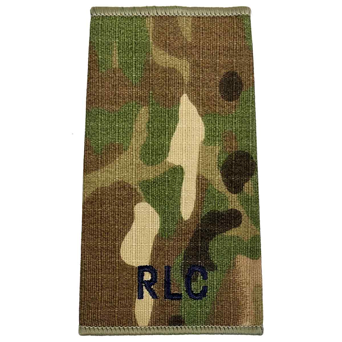 Royal Logistic Corps Multicam Rank Slide | John Bulls with plain camouflage design and RLC initials, ideal for military uniform use.
