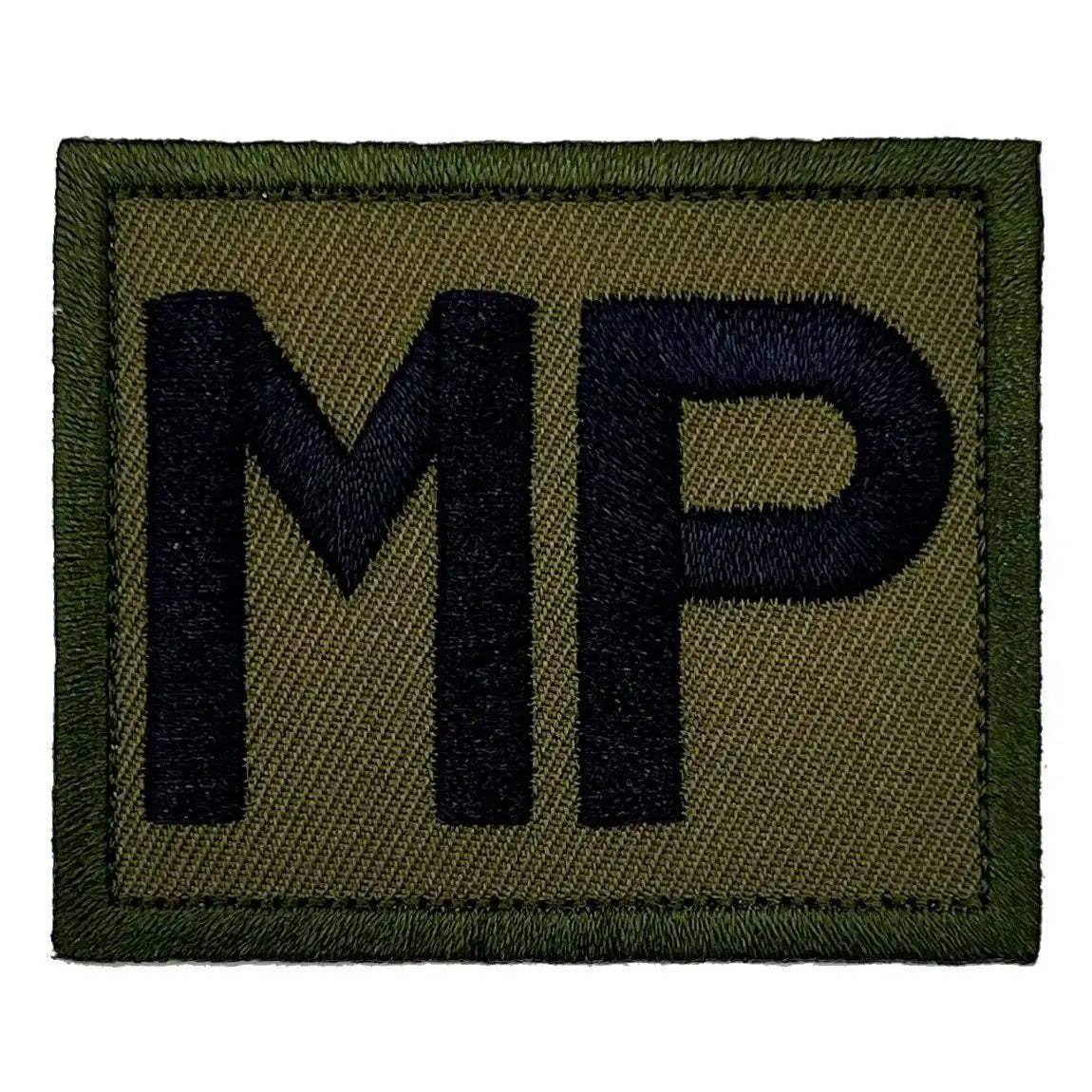 Single Royal Military Police TRF patch in subdued green with black MP embroidery, suitable for military uniforms.