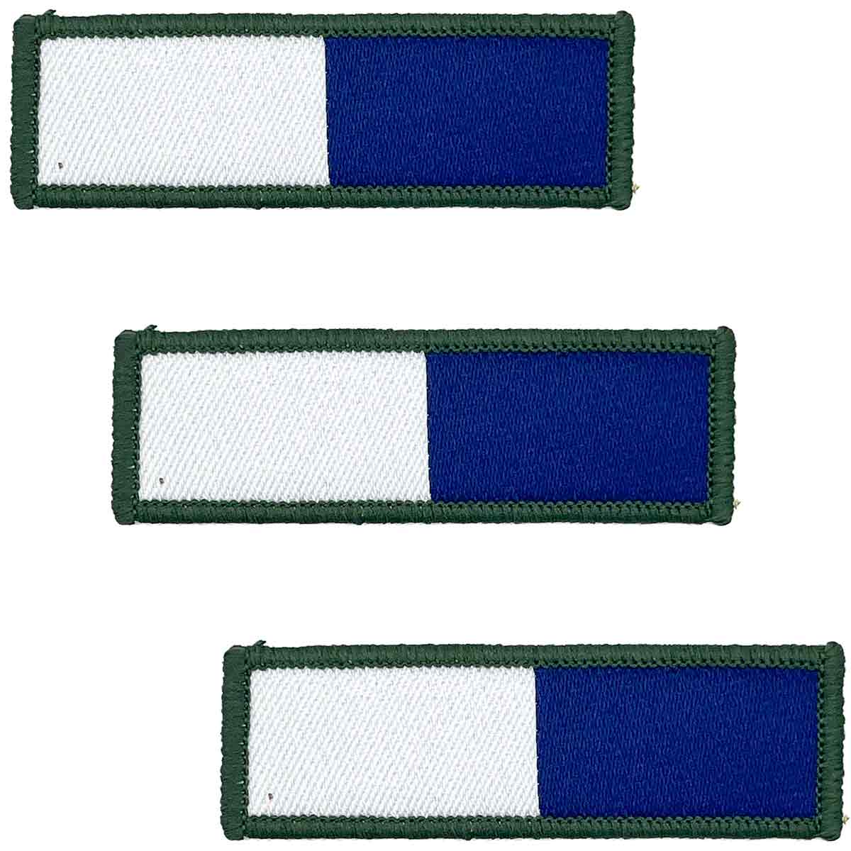 Royal Signals TRF - Iron or Sewn On Flash by John Bulls featuring blue and white cotton patches with green border, regulation military uniform accessory.