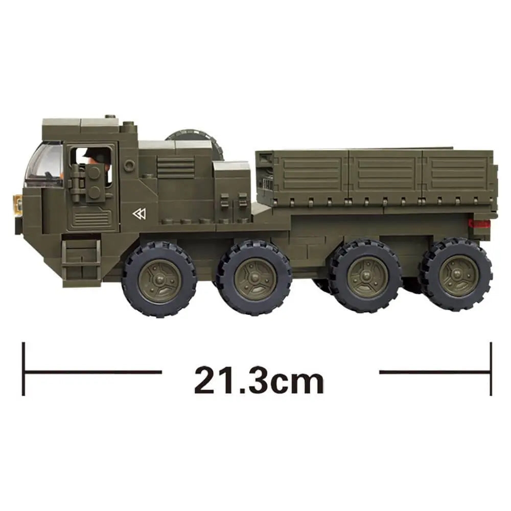 Sluban Heavy Truck Kit M38-B0302 side view with 21.3cm length measurement for scale reference.