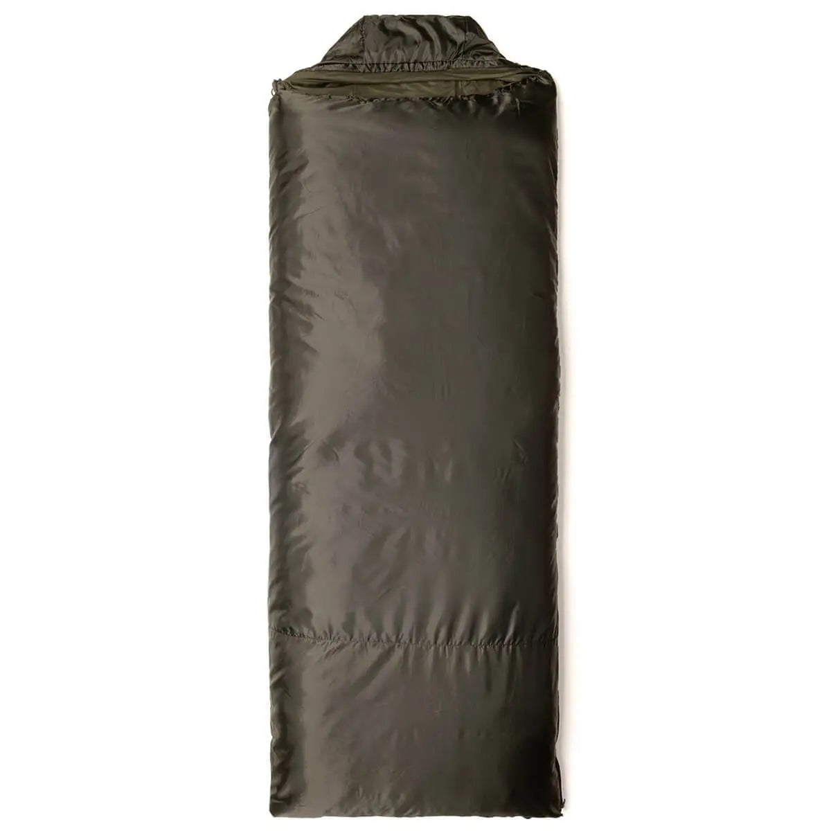 Olive green Snugpak Jungle Sleeping Bag with Mosquito Net, compact and lightweight for camping and hiking in tropical climates.