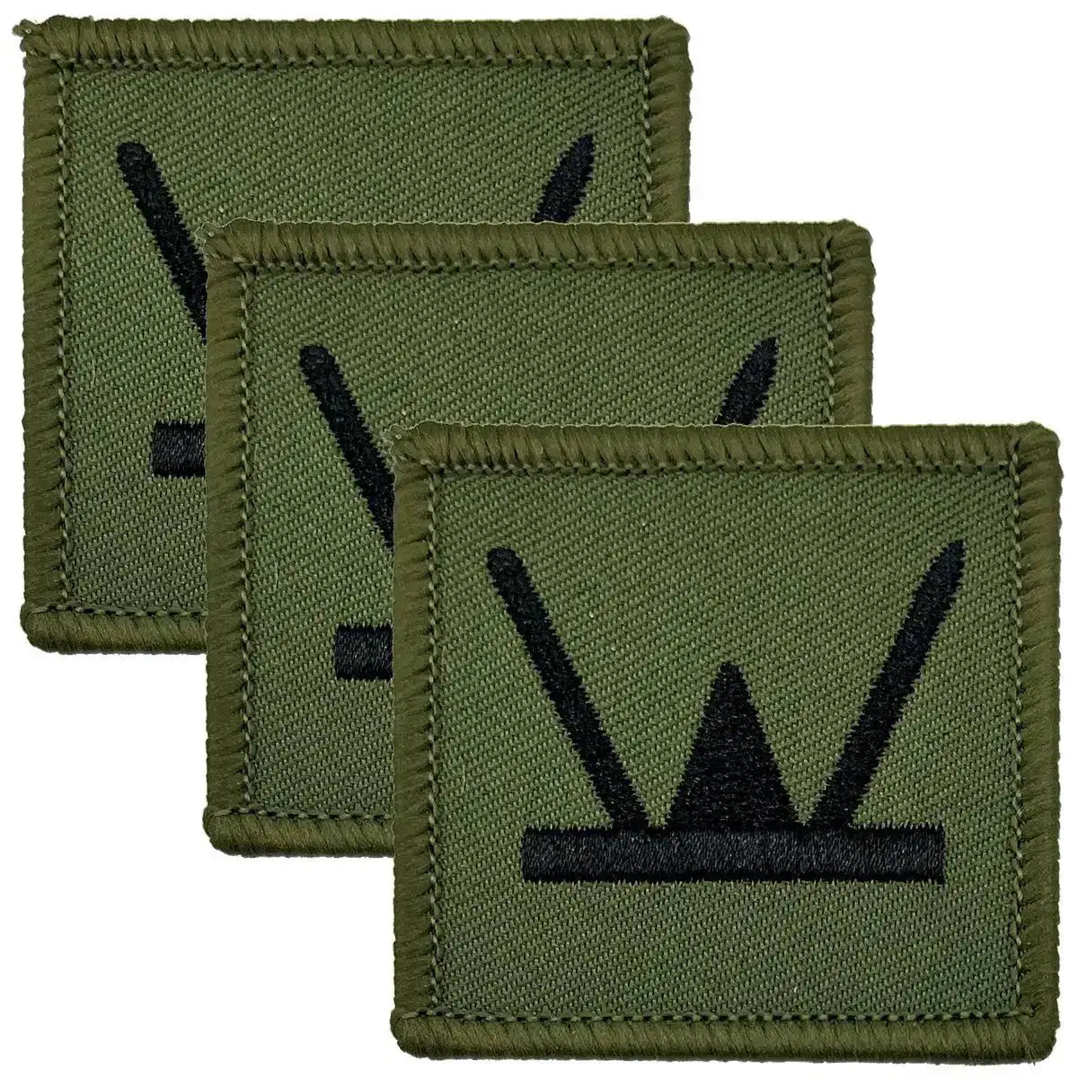 Three subdued 160 Welsh Brigade TRF patches in olive green with black insignia, suitable for tactical military uniforms and gear. Green/Black from  John Bull Clothing 