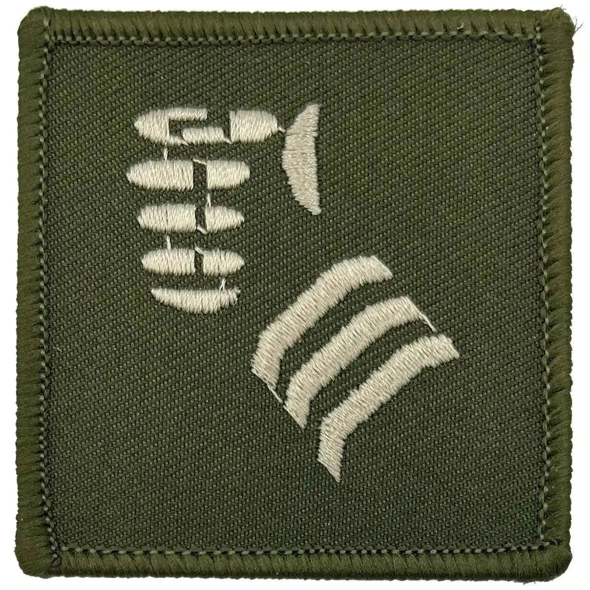 Single green 20th Armoured Brigade TRF patch with white woven fist design and hook & loop backing, MoD approved for military uniforms. Green/White from  John Bull Clothing 