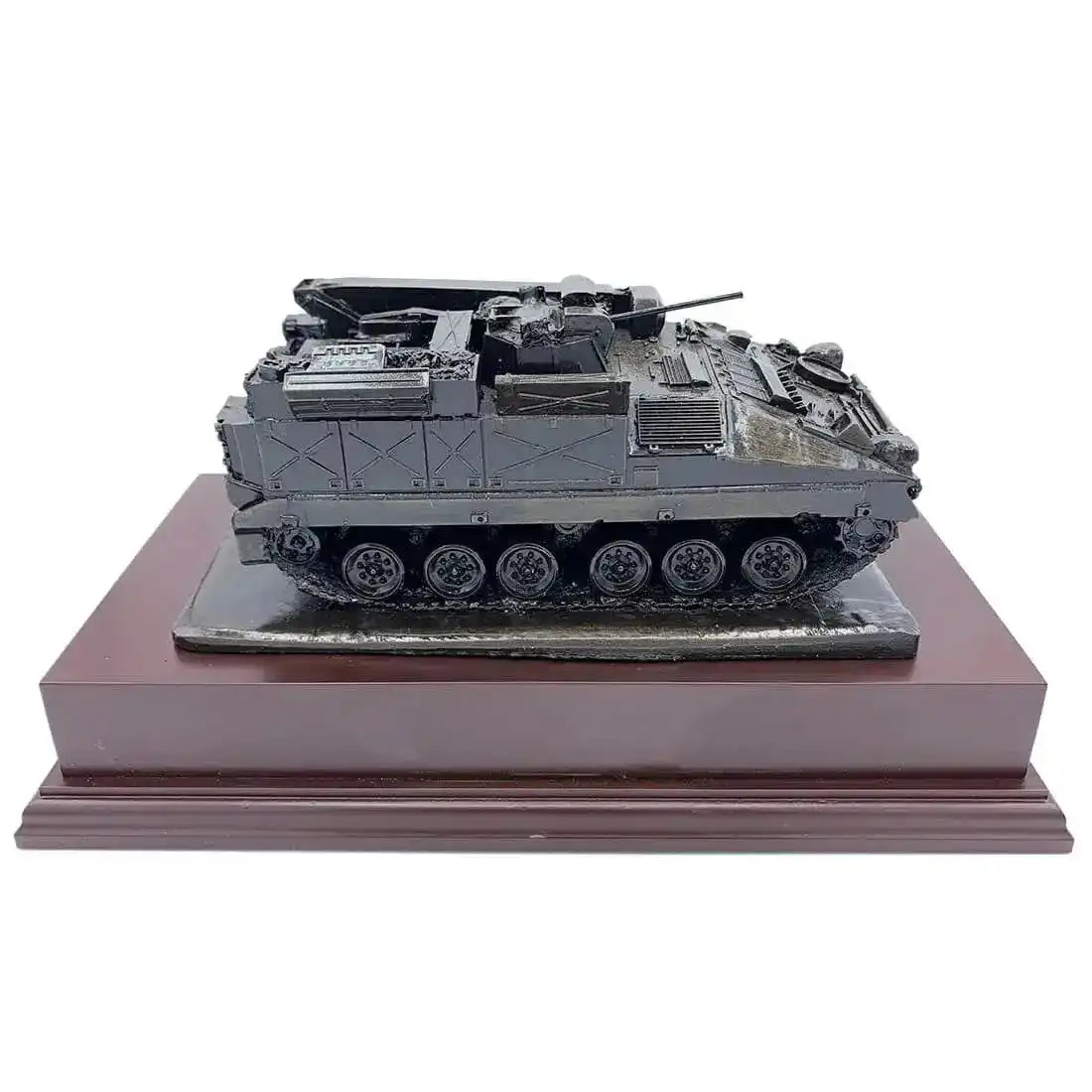 512 Recovery Vehicle Bronze Resin Statue | John Bulls featuring a detailed side view of the British Army support vehicle on a wooden base.  from  John Bull Clothing 
