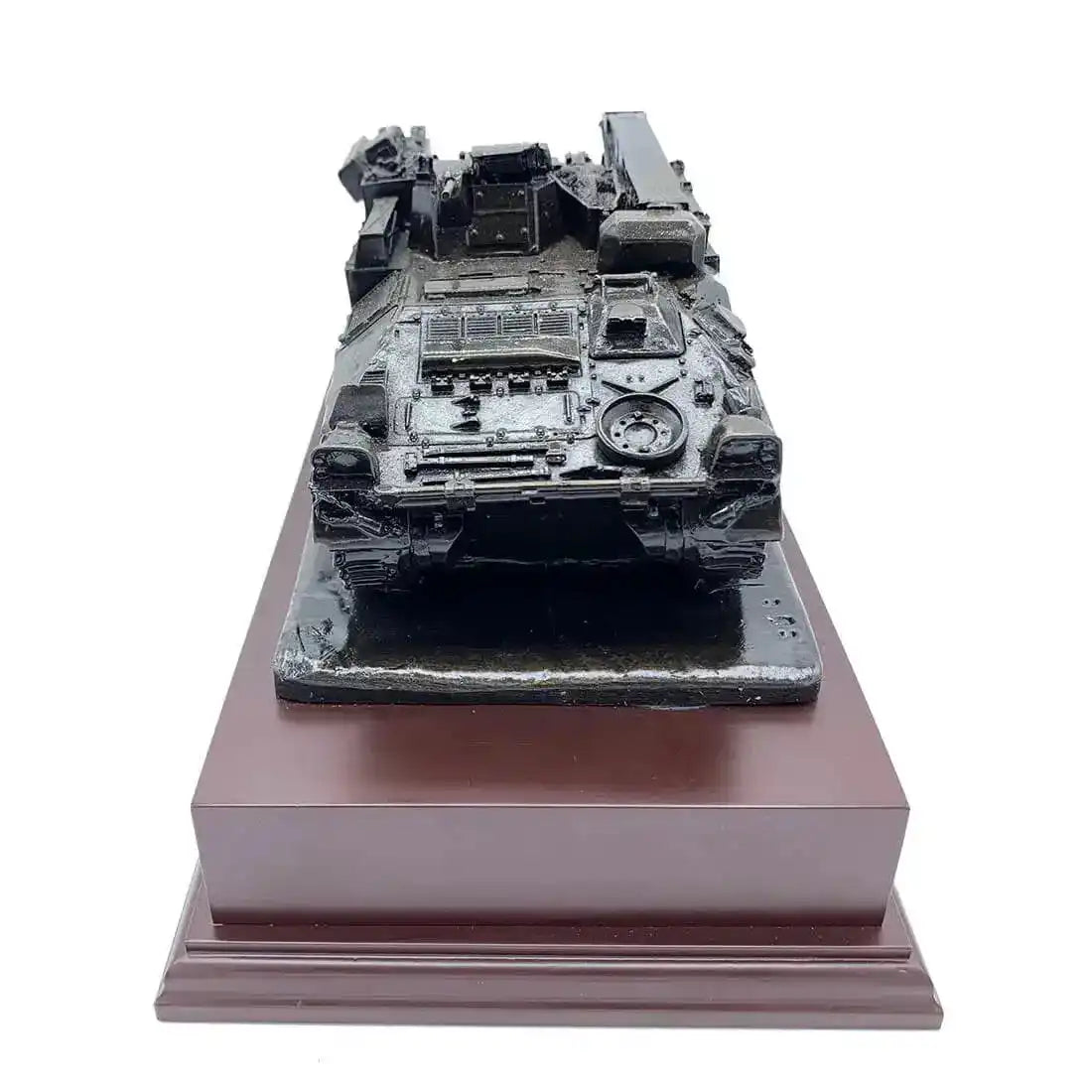 Front view of 512 Recovery Vehicle Bronze Resin Statue | John Bulls showing intricate detailing of the armored vehicle's structure and components.  from  John Bull Clothing 