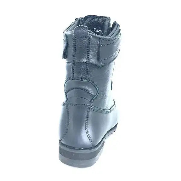 Rear view of the Altberg Falcon Pilot Black Boot MK3, highlighting the padded ankle support, pull loop, and reinforced stitching for durability.  from  John Bull Clothing 