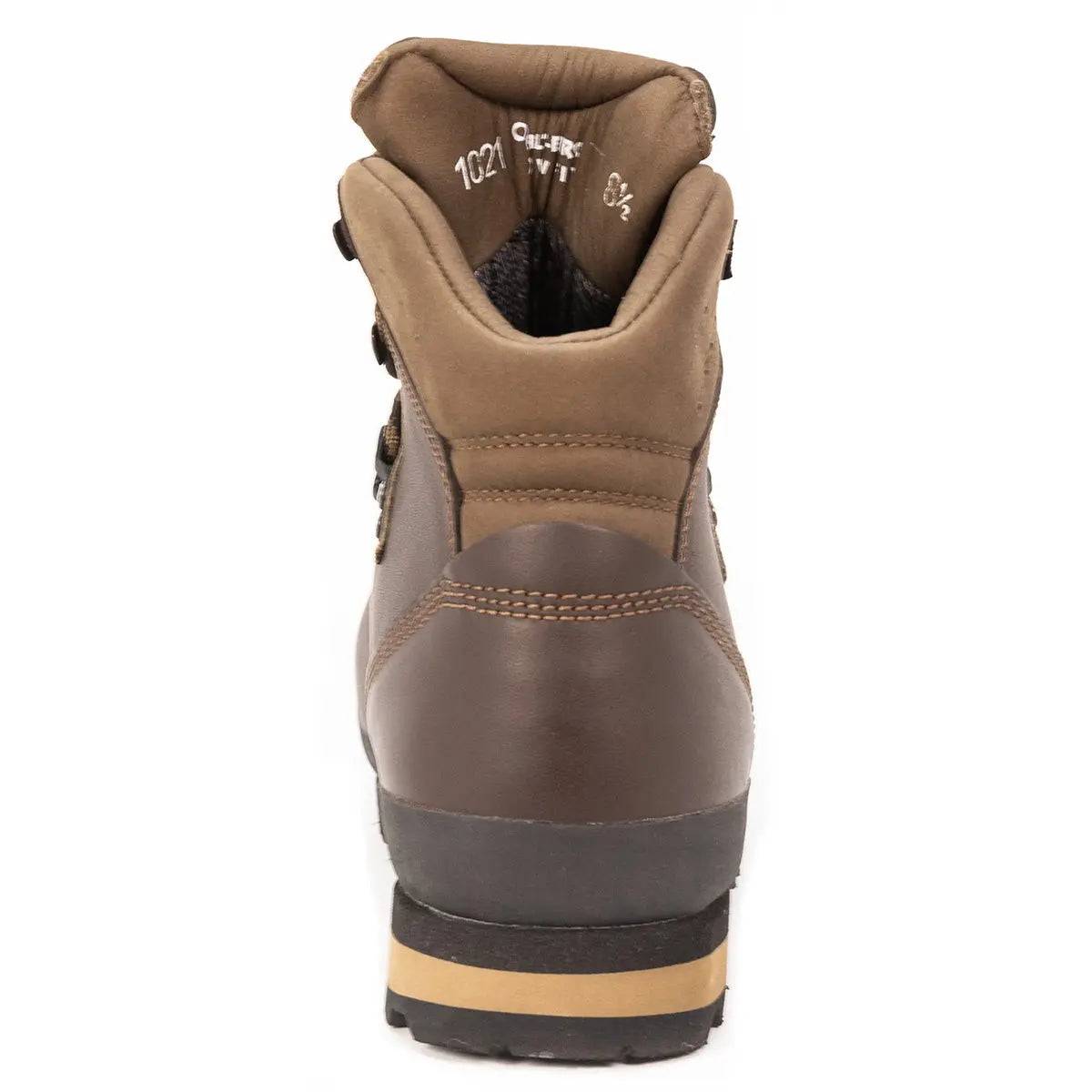 Rear view of Altberg Tethera Men's Leather Walking Boot, highlighting padded ankle support, reinforced stitching, and a durable heel for stability.