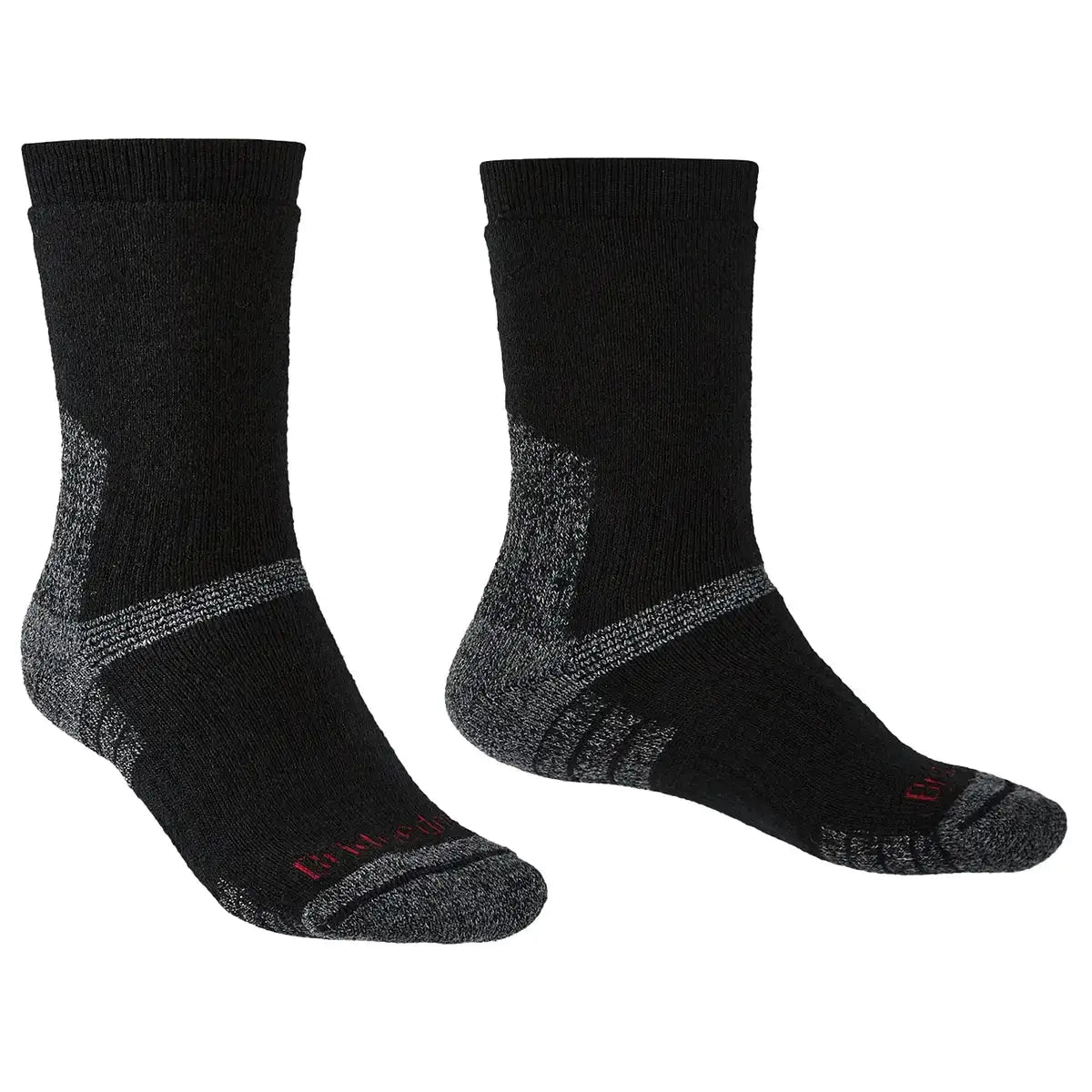 Bridgedale Explorer Merino Heavyweight Boot Sock - John Bull in black with grey cushioning, ideal for rugged outdoor wear and hiking boots. Black from  John Bull Clothing 