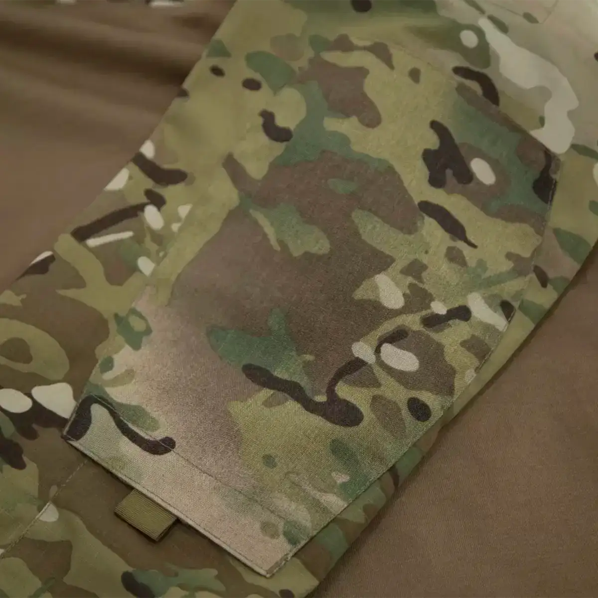 Close-up of camouflage fabric and Velcro patch on Carinthia Combat Shirt  from  John Bull Clothing 